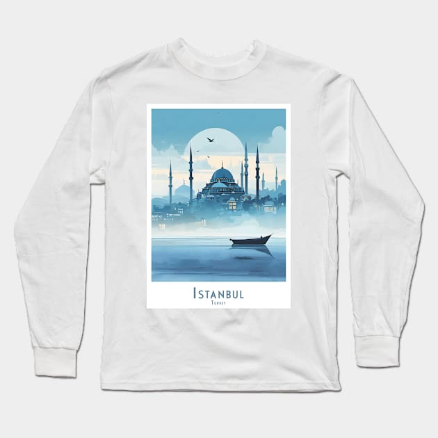 Vintage Retro Travel Istanbul Silhouette Hagia Sophia Long Sleeve T-Shirt by POD24